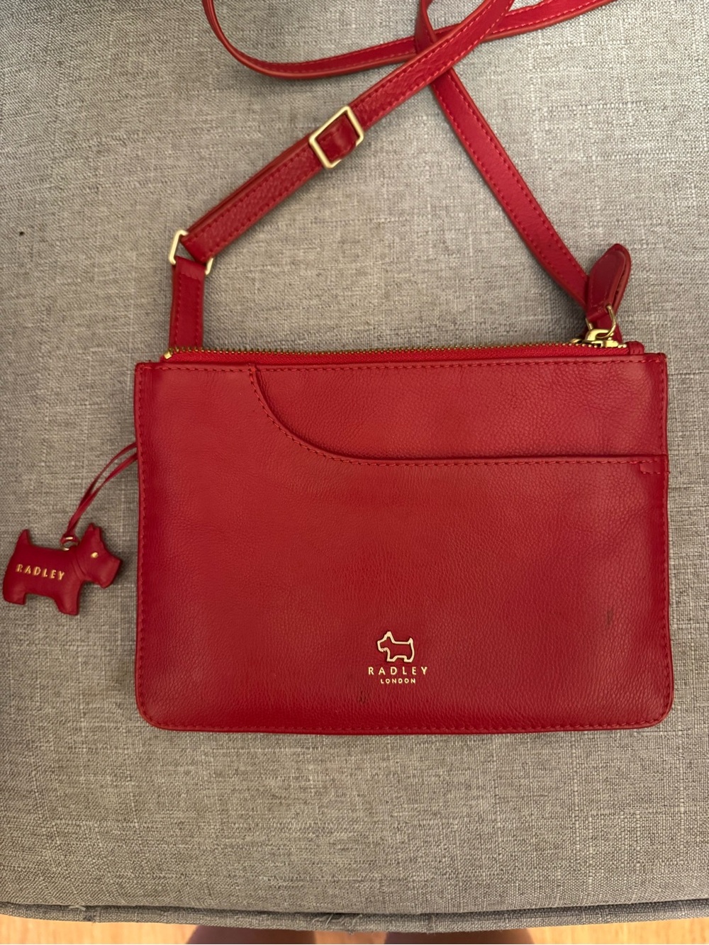 RADLEY LONDON Red Leather Crossbody with Gold-Tone Accents